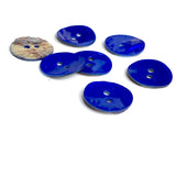 Shiny Dark Cobalt Blue 11/16" Pearl Shell 18mm 2-hole Button, Per Button #902-D