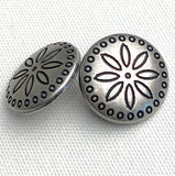 Circles Around Flower 1" Antique Silver Concho Style Button, 25mm /40L #SWC-160