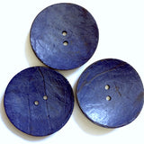 Re-Stocked, Navy Blue Extra Large Coconut Button "Rustica"  2-1/4" Scooped, 2-Hole, Brighter