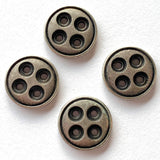 Silver/Black 5/8" Four Hole Metal Button Rimmed, Large Holes   #1113