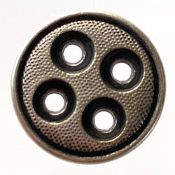 Silver/Black 5/8" Four Hole Metal Button Rimmed, Large Holes   #1113