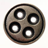 Silver/Black 5/8" Four Hole Metal Button Rimmed, Large Holes   #1113