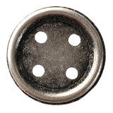 Silver/Black 5/8" Four Hole Metal Button Rimmed, Large Holes   #1113