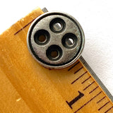 Silver/Black 5/8" Four Hole Metal Button Rimmed, Large Holes   #1113