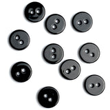 SALE, Small Shiny Black River Shell 9mm 2-Hole 3/8" Button, 9mm, PACK OF TEN # SK-2255