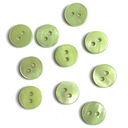 3/8" Pastel Green River Shell 2-hole Button, 9mm, TEN for $8.50 #2245