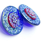 Large Turquoise/Red Iridescent Layers Czech Glass Button 1-3/8"  ##CB553
