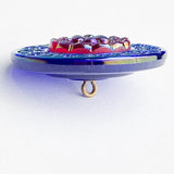 Large Turquoise/Red Iridescent Layers Czech Glass Button 1-3/8"  ##CB553