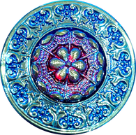 SALE, Large Turquoise/Red Iridescent Layers Czech Glass Button 1-3/8"  ##CB553 (Copy)