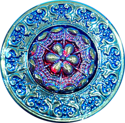 SALE, Large Turquoise/Red Iridescent Layers Czech Glass Button 1-3/8"  ##CB553 (Copy)