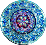 Large Turquoise/Red Iridescent Layers Czech Glass Button 1-3/8"  ##CB553