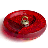Two Sunflowers with Clear Red Czech Glass Button 1" #CB703