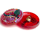Two Sunflowers with Clear Red Czech Glass Button 1" #CB703