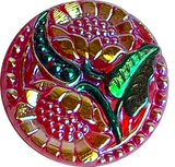 Two Sunflowers with Clear Red Czech Glass Button 1" #CB703