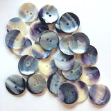 SALE - NINE Indigo/Cream 5/8" Natural Blue Mussel Shell Buttons, Pack of NINE Mermaid's Indigo  #23-92