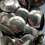 LAST ONE, Southwest Ten Sunrises Shank Back Silver Button 1/2" #WN42