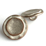 Rustic Roundish Copper-White 9/16" Mottled, Rimmed Smaller Size Shank Button #SWC-92