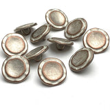 Rustic Roundish Copper-White 9/16" Mottled, Rimmed Smaller Size Shank Button #SWC-92