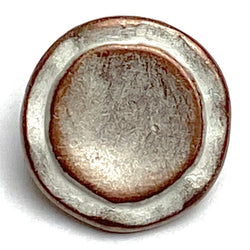 Rustic Roundish Copper-White 9/16" Mottled, Rimmed Smaller Size Shank Button #SWC-92