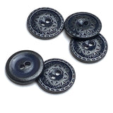 SALE Blue-Black 5/8" 2-hole Metal Button #SWC-93