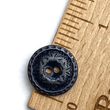 SALE Blue-Black 5/8" 2-hole Metal Button #SWC-93