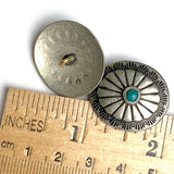 Blue Bead Star, 1" Oval w. 'Turquoise' Rustic Concho Style Shank Back Button #SW-15