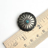 1" Blue Bead Sunflower Nickel Silver Shank Back "Turquoise" Button 1",  #SW-252