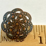 Copper+ Black, Seven Scallop-Swirls. 3/4" Metal Button #SWC-15