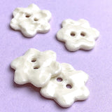 White "Crochet" Flower Shape Porcelain Button, 3/4"