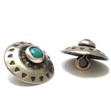 Blue Bead Mountain Concho Button w. 'Turquoise' Shank Back, Nickel Silver 5/8" #SW-36