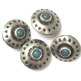 Blue Bead Mountain Concho Button w. 'Turquoise' Shank Back, Nickel Silver 5/8" #SW-36