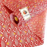 REMANT 5/8 YARD Red Waves Butterfly Vintage Kimono WOOL from Japan  #323