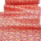 REMANT 5/8 YARD Red Waves Butterfly Vintage Kimono WOOL from Japan  #323
