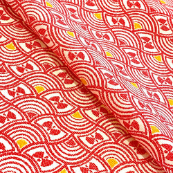 REMANT 5/8 YARD Red Waves Butterfly Vintage Kimono WOOL from Japan  #323