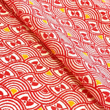 REMANT 5/8 YARD Red Waves Butterfly Vintage Kimono WOOL from Japan  #323