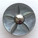 Gray Vintage Shell "Starflower" Button 3/4", Iridescent, Shank Back #SK-765