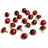 OUTLET ITEM, Pack of THREE, Red + Black Lava Swirl Vintage Small Glass Button 5/16" # GL314