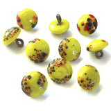 OUTLET ITEM, Pack of THREE Small Bright Yellow "Paint Splatters" Vintage Glass Buttons 3/8"  #GL390