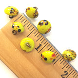 OUTLET ITEM, Pack of THREE Small Bright Yellow "Paint Splatters" Vintage Glass Buttons 3/8"  #GL390