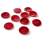9/16"- 5/8" Deep Red Pearl Shell 2-hole 15mm Sold Per Button, #845-D