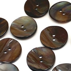 Re-Stocked, Brown / Espresso-Black Shiny Natural Sometimes-Curvy Mussel Shell Button, 7/8", TEN for $8.00  #KB-907