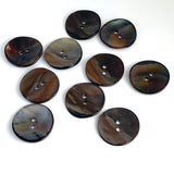 Re-Stocked, Brown / Espresso-Black Shiny Natural Sometimes-Curvy Mussel Shell Button, 7/8", TEN for $8.00  #KB-907