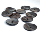 Re-Stocked, Brown / Espresso-Black Shiny Natural Sometimes-Curvy Mussel Shell Button, 7/8", TEN for $8.00  #KB-907