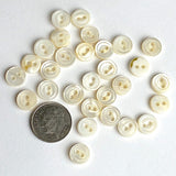 Last Pack, Tiny Vintage Ivory 2-Hole Rustic Pearl Shell Button, 3/8", TWENTY for $12.00  #KB-908