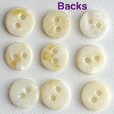 Last Pack, Tiny Vintage Ivory 2-Hole Rustic Pearl Shell Button, 3/8", TWENTY for $12.00  #KB-908