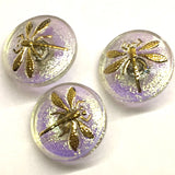 Iridescent Honeydew Dragonfly Czech Glass Button, 18mm  Almost 3/4" #CZ 018