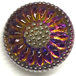 Purple/Orange Czech Glass Daisy 3/4" #CZ-203-B