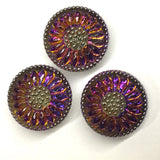 Purple/Orange Czech Glass Daisy 3/4" #CZ-203-B