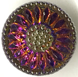 Purple/Orange Czech Glass Daisy 3/4" #CZ-203-B