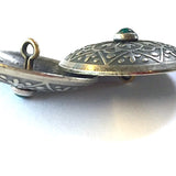 Silver Desert Lily 1.25" w. 'Malachite' Shank-Back Southwest Button  #SW-49